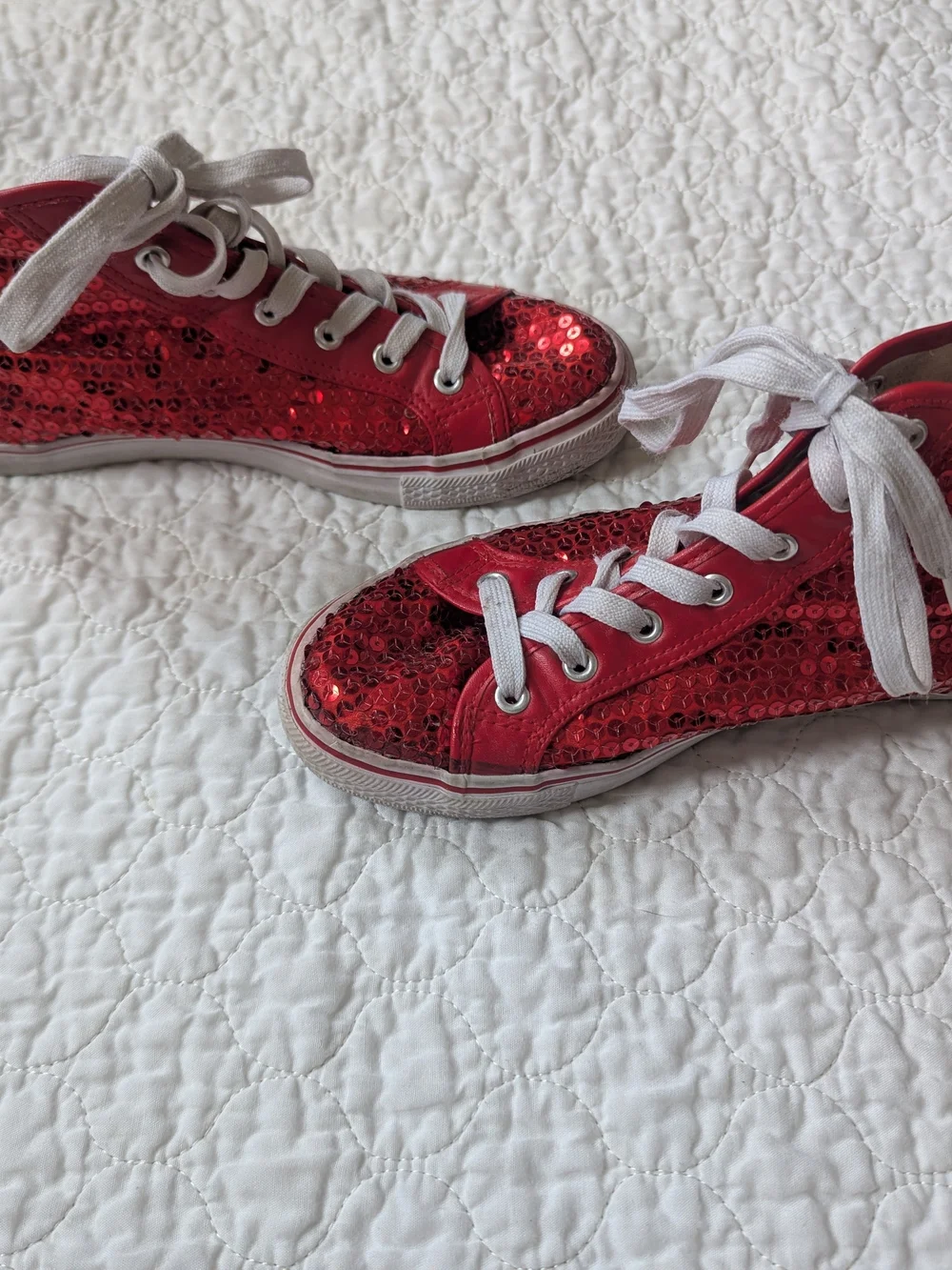 Women’s Red Sequin High Top Sneakers, 9